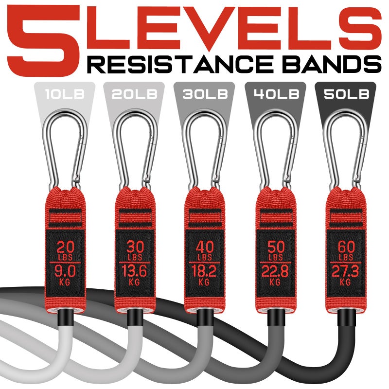 WALITO Resistance Bands Set - Exercise Bands with Handles, Door Anchor, Legs Ankle Straps, for Heavy Resistance Training, Physical Therapy, Muscle Training, Yoga, Home Workouts, Gym (Red 150Lbs) - Image 2